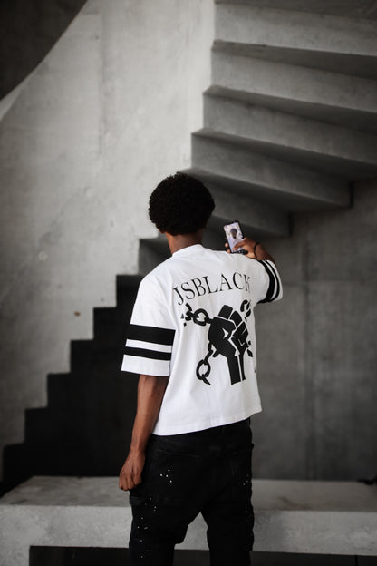 t shirt blanc jsblack, coupe boxy, coton epais et respirant 