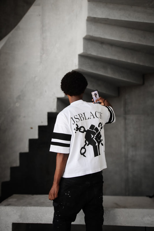 t shirt blanc jsblack, coupe boxy, coton epais et respirant 